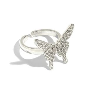 Crystal Butterfly Ring - Silver